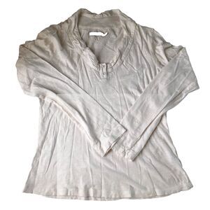prAna Women’s Round Neck 2 Button L/S White Top Organic Cotton Tag Size Medium
